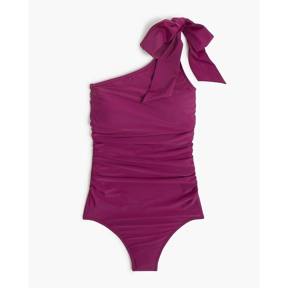 J.Crew FACTORY One Shoulder Bow One Piece Swimsuit - S - Iris - Picture 1 of 4